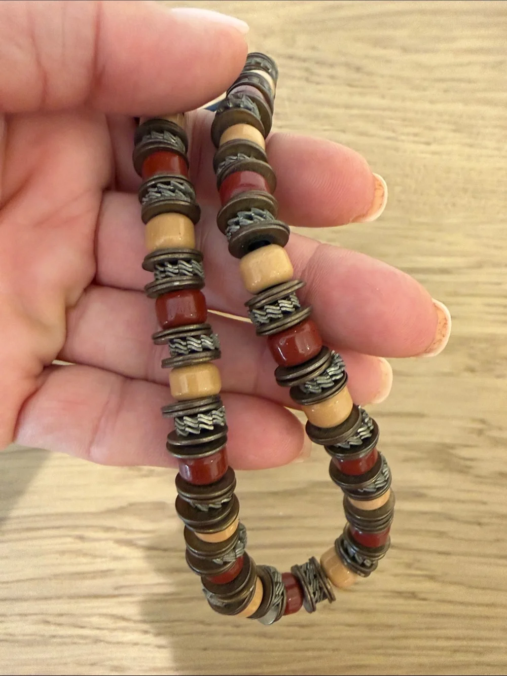 Cord Necklace with Multicolored Beads